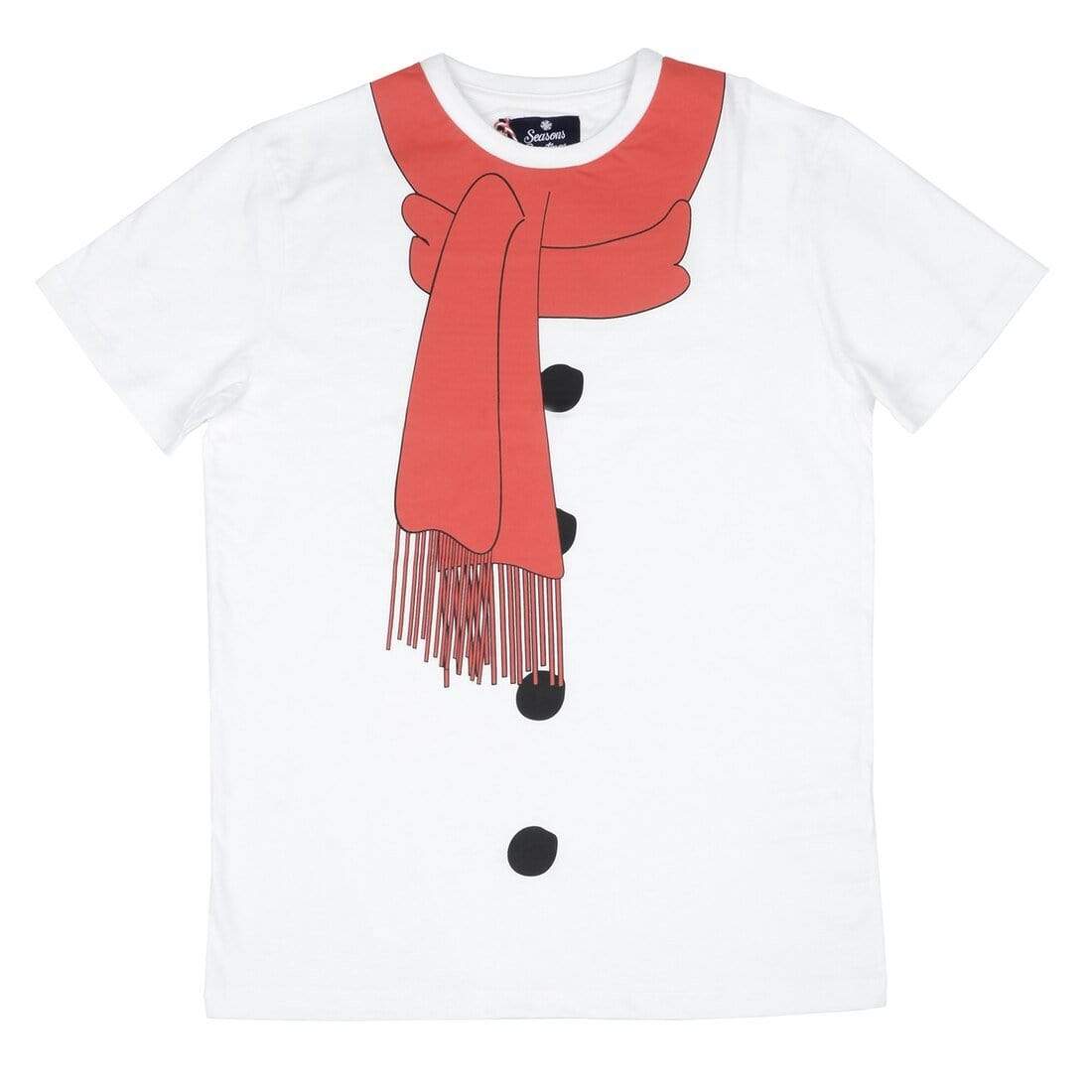 Mr Crimbo Mens Crew White Snowman Scarf Christmas T-Shirt - MrCrimbo.co.uk -VISMW06038WHT_A - S -christmas outfit